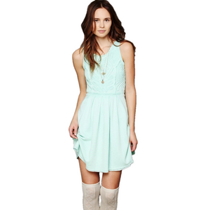Free People Sassy Soutache Mini Dress Seafoam Green Cutout Back Boho S